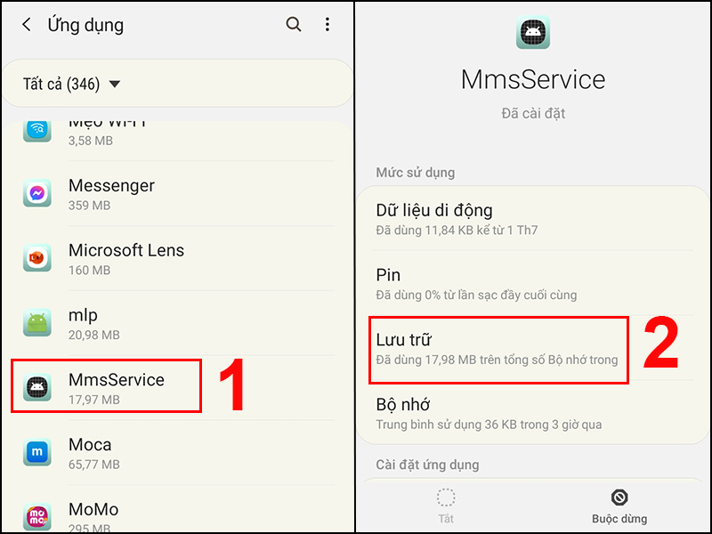 T&igrave;m v&agrave; chọn MmsService